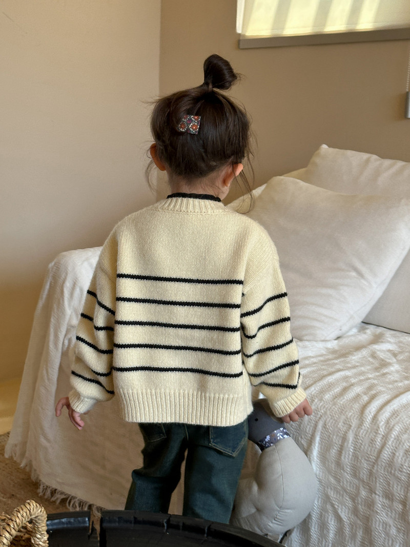 deer jonmi 2023 uus sügisene korea stiilis laste triibulised kootud kampsunid, väikelapsed, lapsed, vabaaja kampsunid