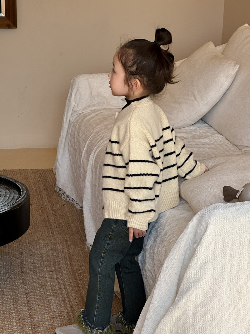 deer jonmi 2023 uus sügisene korea stiilis laste triibulised kootud kampsunid, väikelapsed, lapsed, vabaaja kampsunid