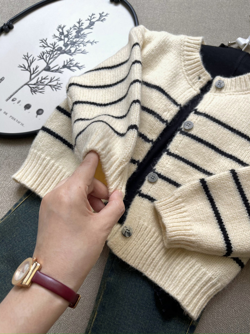 deer jonmi 2023 uus sügisene korea stiilis laste triibulised kootud kampsunid, väikelapsed, lapsed, vabaaja kampsunid