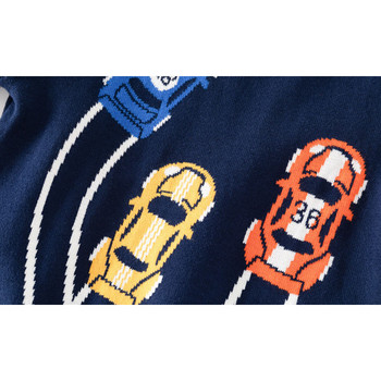 2-8T Cars Print Пуловер за момчета Прохождащо дете Бебешки дрехи за момчета Зимен топъл плетен пуловер Топ с дълъг ръкав Свободен детски трикотаж