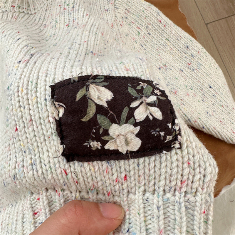 deer jonmi 2023 Uued talvised laste lahtised paksud silmkoelised kampsunid Korea stiilis aplikatsioonid unisex lastele vabaaja pulloverid topid