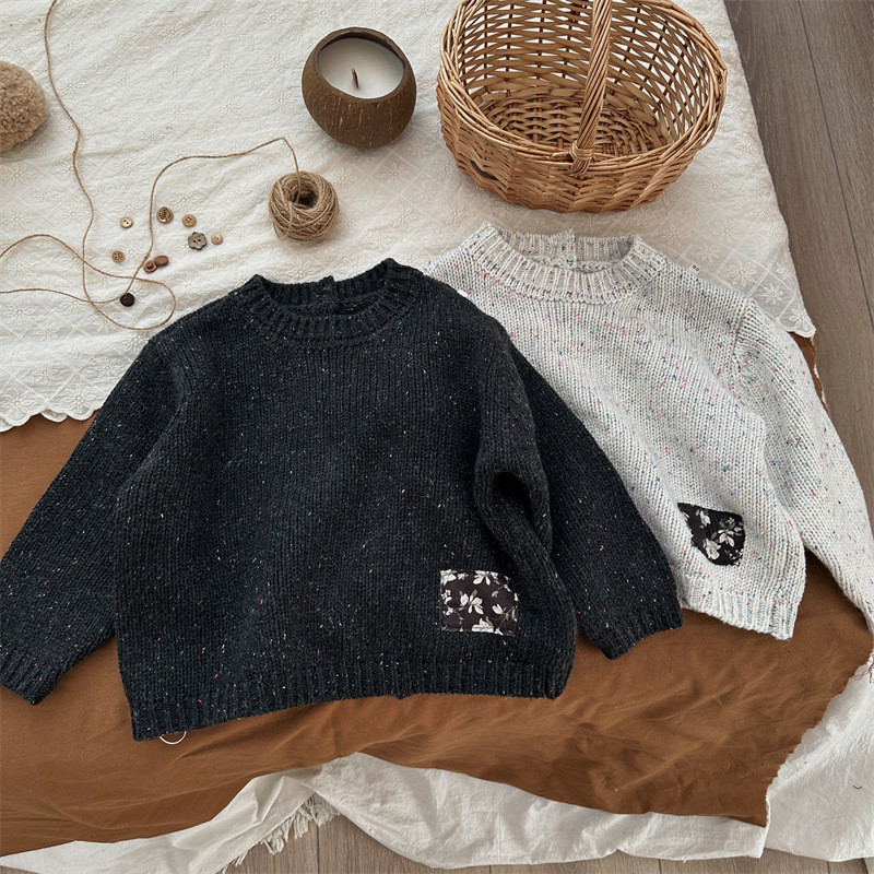 deer jonmi 2023 Uued talvised laste lahtised paksud silmkoelised kampsunid Korea stiilis aplikatsioonid unisex lastele vabaaja pulloverid topid