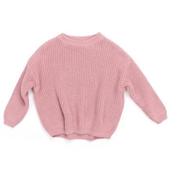 Нов есенен бебешки ежедневен основен пуловер Candy Color Crewneck Thick Kids Slouchy Soft Clougs Зимни пуловери за момчета и момичета Горна част с качулка