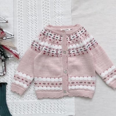 Uued sügistalvised väikelaste jõuluriided tüdrukutele armsad kootud kampsunid väikelapsed, puuvillased roosad kampsunid