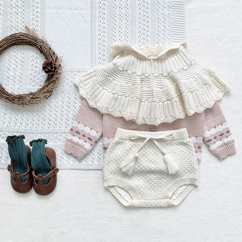 Uued sügistalvised väikelaste jõuluriided tüdrukutele armsad kootud kampsunid väikelapsed, puuvillased roosad kampsunid