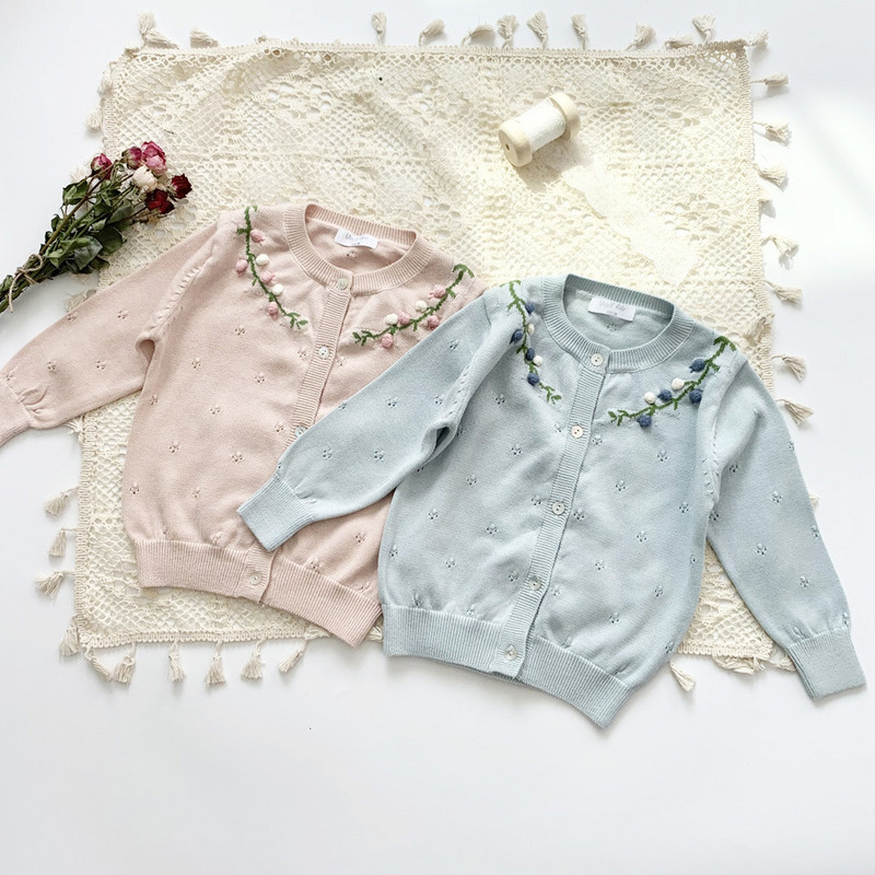 cerb jonmi 2022 primăvară nou stil coreean fetițe tricotate cardigan paltoane croșetate lucrate manual copii bumbac drăguț pulovere