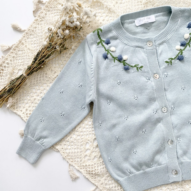 cerb jonmi 2022 primăvară nou stil coreean fetițe tricotate cardigan paltoane croșetate lucrate manual copii bumbac drăguț pulovere