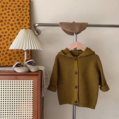 deer jonmi 2022 Sügisene unisex laste kootud kampsunid kapuutsiga Korea stiilis ühevärvilised väikelapsed, laste kampsunid