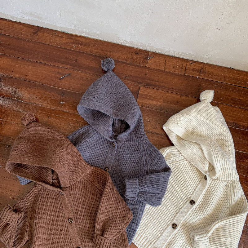 deer jonmi 2022 Sügisene unisex laste kootud kampsunid kapuutsiga Korea stiilis ühevärvilised väikelapsed, laste kampsunid