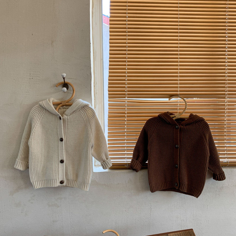 deer jonmi 2022 Sügisene unisex laste kootud kampsunid kapuutsiga Korea stiilis ühevärvilised väikelapsed, laste kampsunid