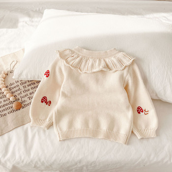 deer jonmi 2023 New Autumn Toddlers Girls Ebroidery Knitted Sweaters βολάν Κορεάτικο στυλ Baby Kids Cotton Cardigan πουλόβερ