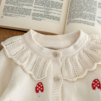 deer jonmi 2023 New Autumn Toddlers Girls Ebroidery Knitted Sweaters βολάν Κορεάτικο στυλ Baby Kids Cotton Cardigan πουλόβερ