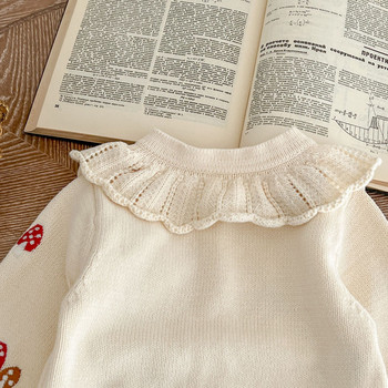 deer jonmi 2023 New Autumn Toddlers Girls Ebroidery Knitted Sweaters βολάν Κορεάτικο στυλ Baby Kids Cotton Cardigan πουλόβερ