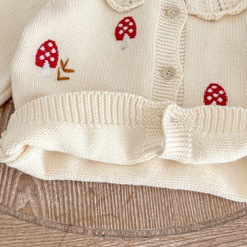 deer jonmi 2023 New Autumn Toddlers Girls Ebroidery Knitted Sweaters βολάν Κορεάτικο στυλ Baby Kids Cotton Cardigan πουλόβερ