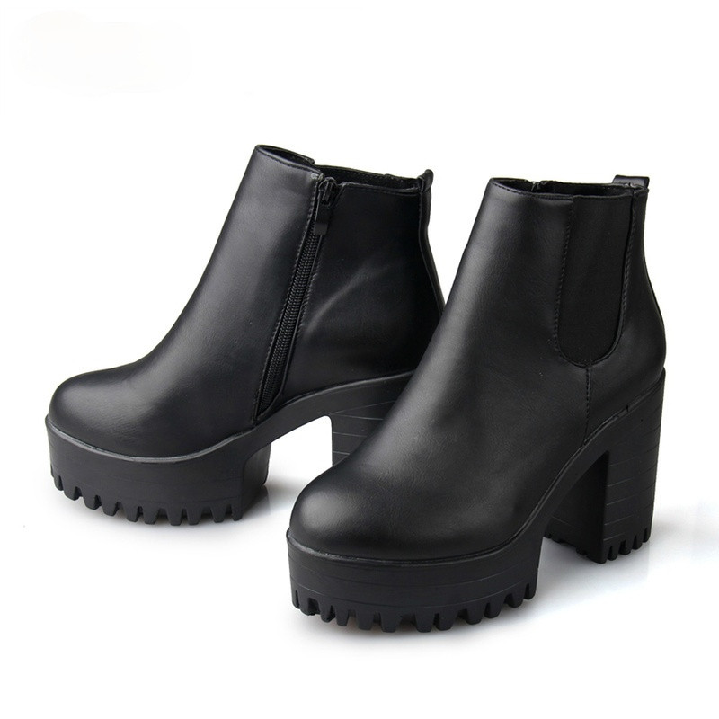 Botas Mujer Moda Cizme Femei Cu Toc Patrat Platforme Zapatos Mujer Piele PU Cizme cu Pompa inalta pe coapsa Pantofi Moto