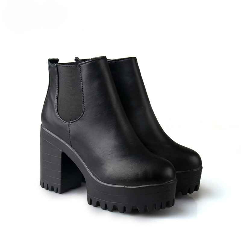 Botas Mujer Moda Cizme Femei Cu Toc Patrat Platforme Zapatos Mujer Piele PU Cizme cu Pompa inalta pe coapsa Pantofi Moto