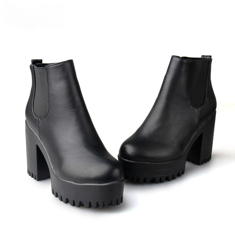 Botas Mujer Moda Cizme Femei Cu Toc Patrat Platforme Zapatos Mujer Piele PU Cizme cu Pompa inalta pe coapsa Pantofi Moto
