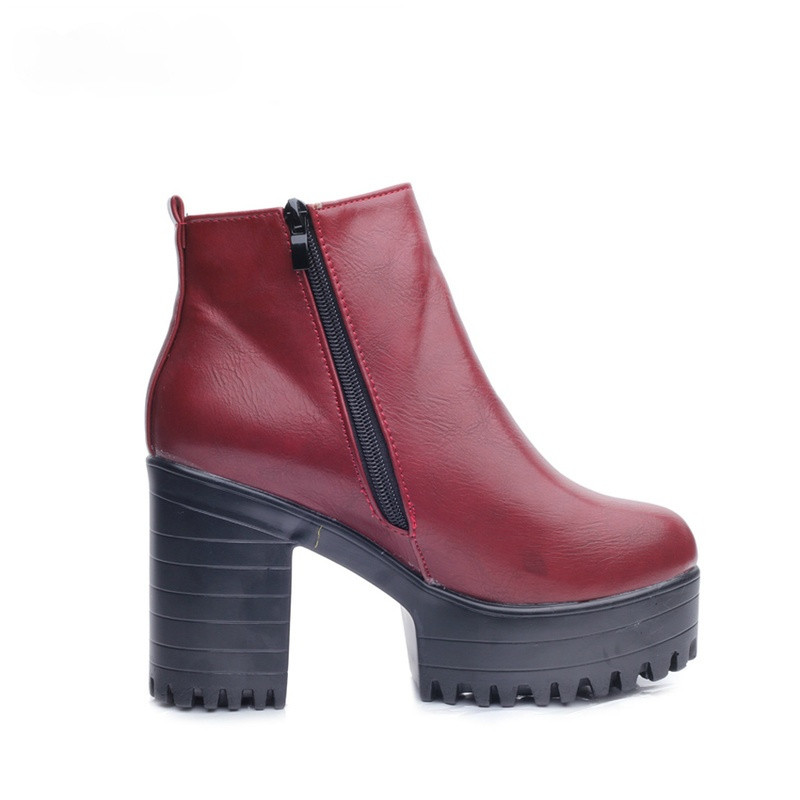 Botas Mujer Moda Cizme Femei Cu Toc Patrat Platforme Zapatos Mujer Piele PU Cizme cu Pompa inalta pe coapsa Pantofi Moto