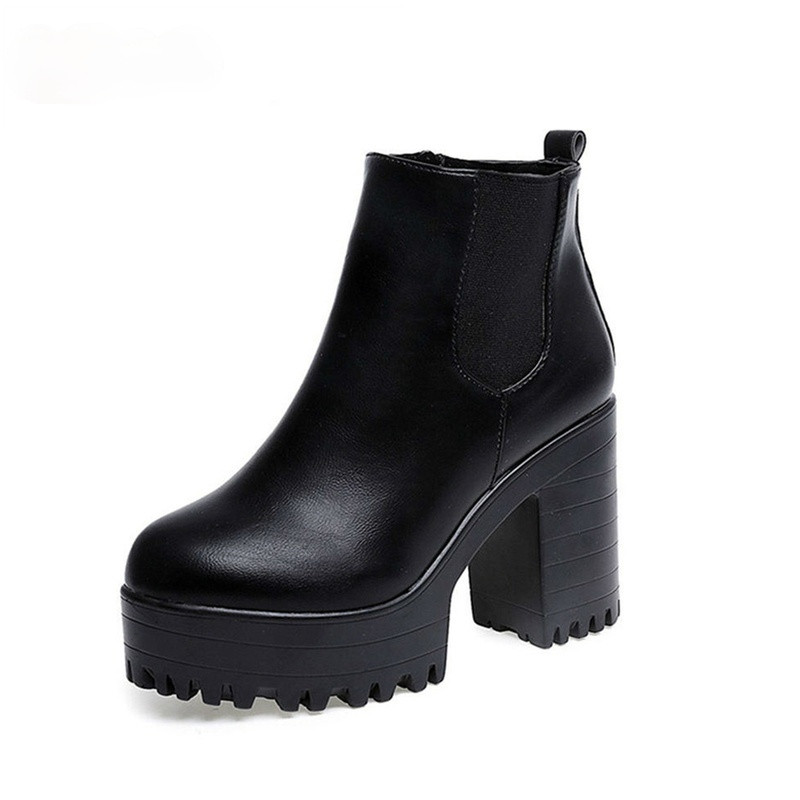 Botas Mujer Moda Cizme Femei Cu Toc Patrat Platforme Zapatos Mujer Piele PU Cizme cu Pompa inalta pe coapsa Pantofi Moto