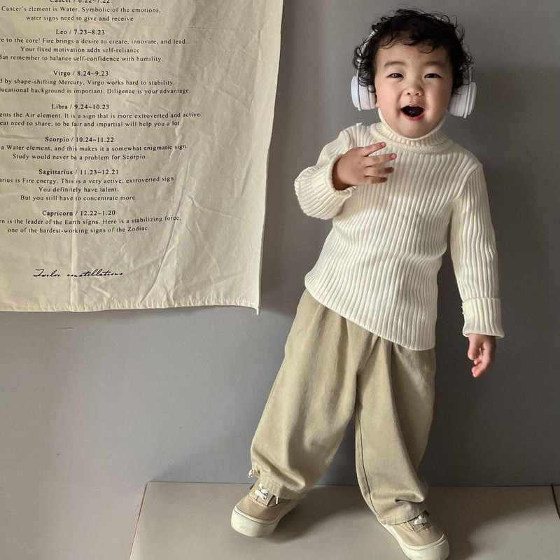 1–6-aastased lapsed talvised soliidsed pikkade varrukatega kampsunid, tüdrukud poisid, lihtsa kaelusega pullover, kootud pehmed soojad kudumid pealisriided