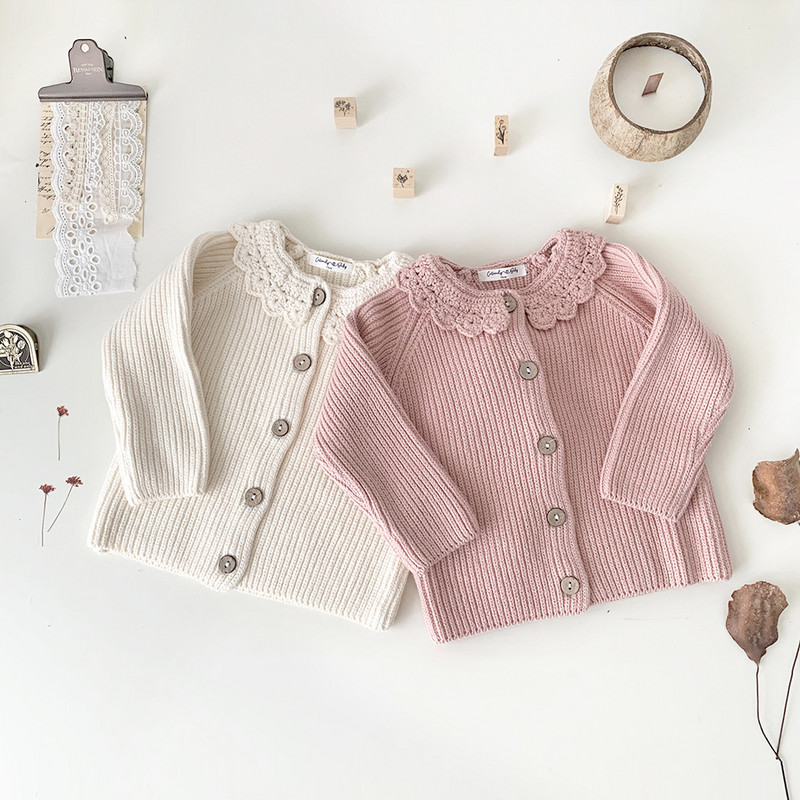 deer jonmi 2023 uus sügis Korea stiilis beebidele kootud kampsunid mantlid heegeldatud volangid krae Väikelapsed lastele armsad kampsunid