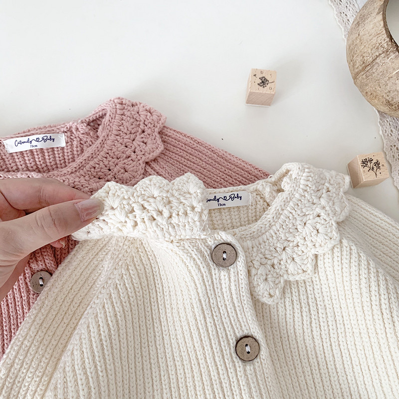 deer jonmi 2023 uus sügis Korea stiilis beebidele kootud kampsunid mantlid heegeldatud volangid krae Väikelapsed lastele armsad kampsunid