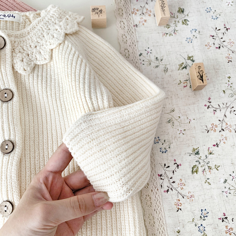 deer jonmi 2023 uus sügis Korea stiilis beebidele kootud kampsunid mantlid heegeldatud volangid krae Väikelapsed lastele armsad kampsunid