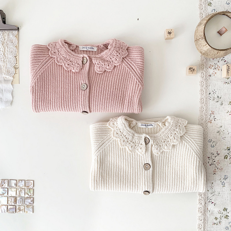 deer jonmi 2023 uus sügis Korea stiilis beebidele kootud kampsunid mantlid heegeldatud volangid krae Väikelapsed lastele armsad kampsunid