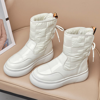 Дамски ботуши за сняг 2021 Зимни нови женски боти до глезена Модни дамски обувки с топла козина Дебели плюшени водоустойчиви неплъзгащи се къси ботуши