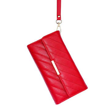 γυναικείο πορτοφόλι Δερμάτινο πορτοφόλι υψηλής ποιότητας PU για γυναικεία θήκη πιστωτικής κάρτας Luxury Long Hasp Πορτοφόλια 3 διπλών νομισμάτων Γυναικεία τσάντα συμπλέκτη