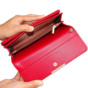 γυναικείο πορτοφόλι Δερμάτινο πορτοφόλι υψηλής ποιότητας PU για γυναικεία θήκη πιστωτικής κάρτας Luxury Long Hasp Πορτοφόλια 3 διπλών νομισμάτων Γυναικεία τσάντα συμπλέκτη