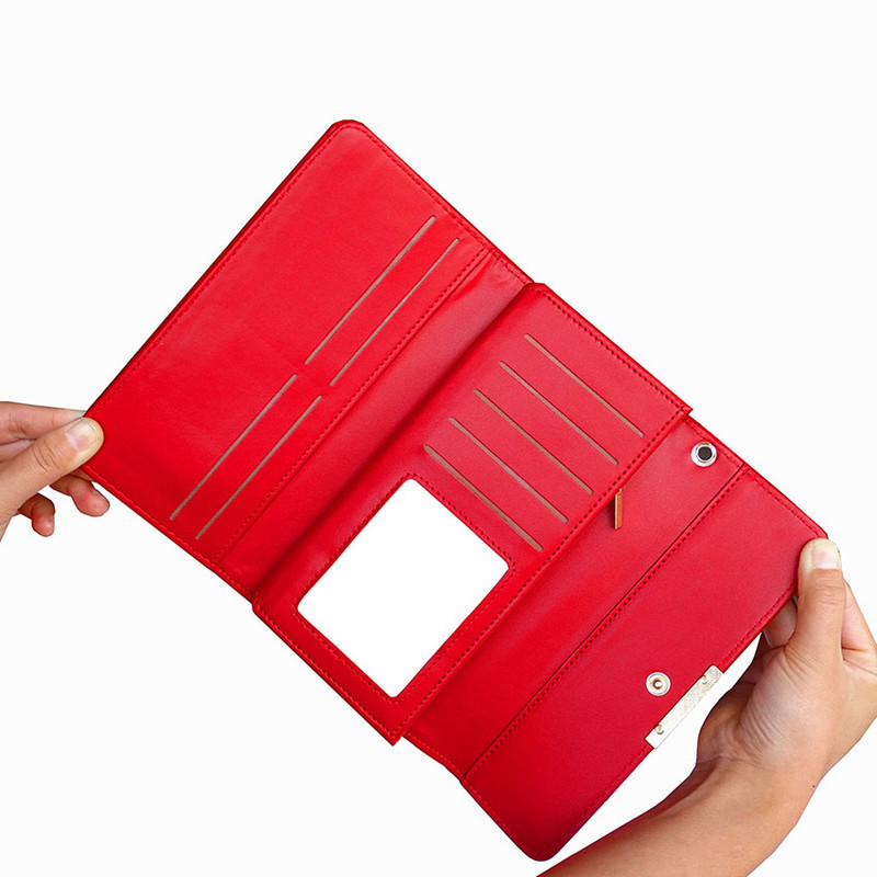 naiste rahakott Kvaliteetne PU-nahast rahakott naiste krediitkaardihoidjale Luksuslik Long Hasp 3 volditud mündikotid Naiste sidurikott