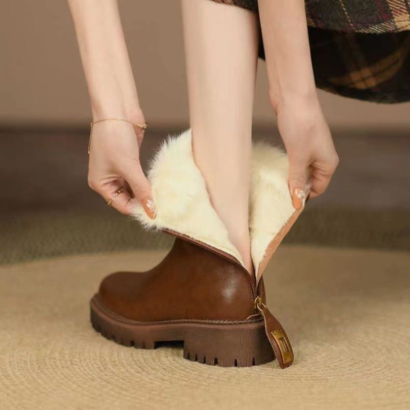 2022 Moda Femei Fermoare Botine pentru Damă Iarnă din piele moale Cizme calde 35-41 Pantofi pătrați cu tocuri joase