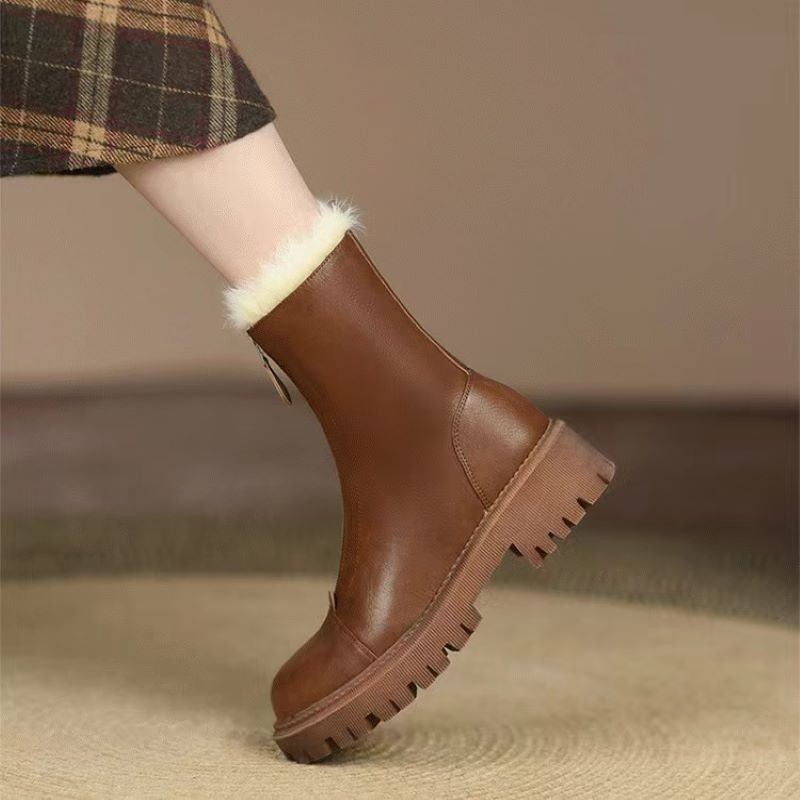 2022 Moda Femei Fermoare Botine pentru Damă Iarnă din piele moale Cizme calde 35-41 Pantofi pătrați cu tocuri joase