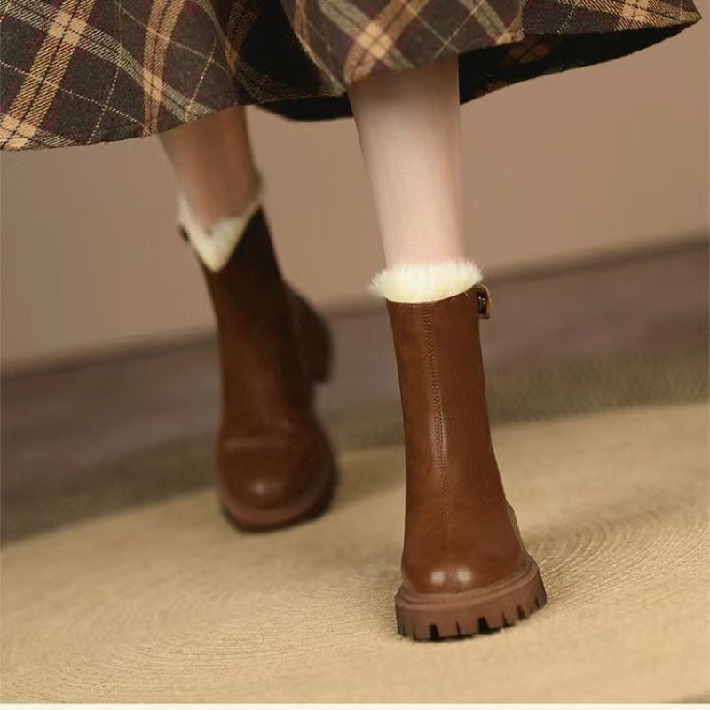 2022 Moda Femei Fermoare Botine pentru Damă Iarnă din piele moale Cizme calde 35-41 Pantofi pătrați cu tocuri joase