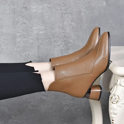 Pantofi pentru femei 2023 noi Cizme de damă cu vârf ascuțit, mărime Plus 42, la modă de iarnă, cu fermoar, cizme, pantofi de rochie simpli, eleganti