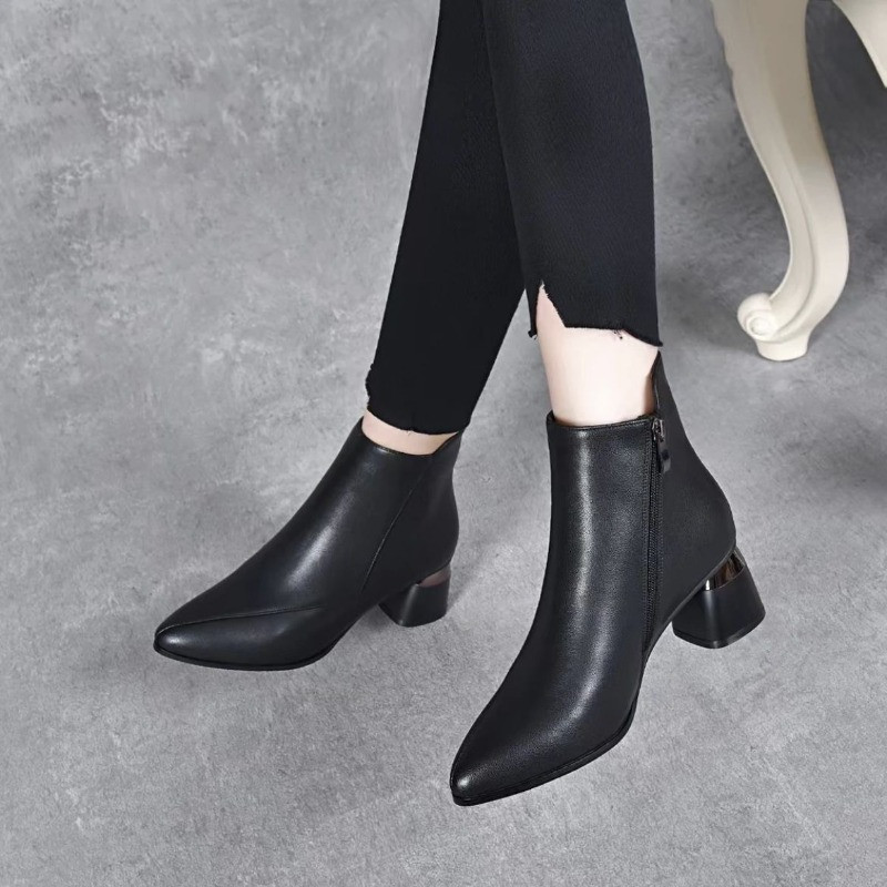 Pantofi pentru femei 2023 noi Cizme de damă cu vârf ascuțit, mărime Plus 42, la modă de iarnă, cu fermoar, cizme, pantofi de rochie simpli, eleganti