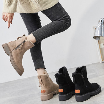 Дамски зимни кадифени дамски обувки Топли ботуши Дебели памучни обувки Космати черни дамски ботуши Botas De Mujer