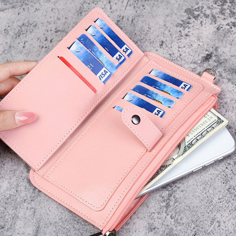 Mitme kaardi asend Kokkupandav pikk tõmblukk, sidur, PU-nahast, naiste sidur, käekott, kaardihoidja, naiste rahakott, mündikott