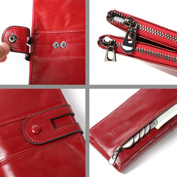 Γυναικεία πορτοφόλια γυναικεία πορτοφόλια από Γυναικείο πορτοφόλι με μακρύ συμπλέκτη Portomonee Rfid Luxury Brand Money Bag Hasp φερμουάρ για κέρματα