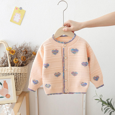 Pletený sveter s motívom kardigánu pre deti, jeseň/zima, sladký kawaii sveter, kabát, detský dievčenský útulný top s gombíkmi, GY08101