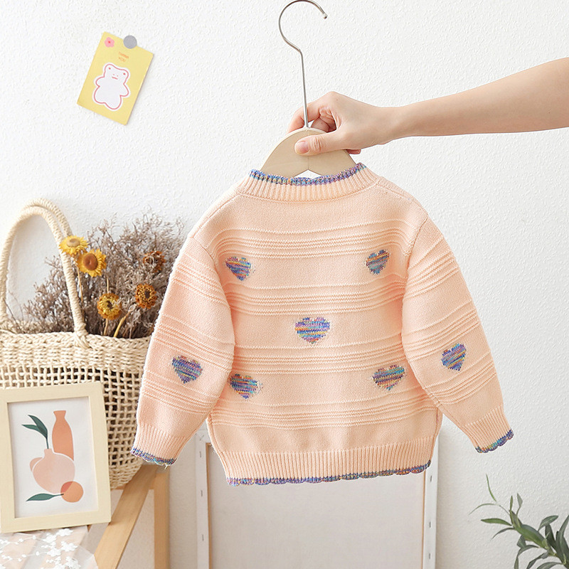 Pletený sveter s motívom kardigánu pre deti, jeseň/zima, sladký kawaii sveter, kabát, detský dievčenský útulný top s gombíkmi, GY08101