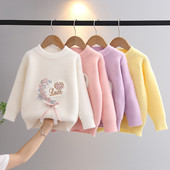 Pulover pentru fetițe coreeane, toamnă iarnă, noi pulovere tricotate, panglici de dragoste pentru copii, topuri calde pentru copii, fete GY08141