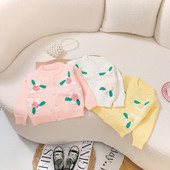 Tüdrukute vabaaja pikkade varrukatega kampsun, väike tüdruk, elegantne lilledega kudumine kardigan jakk-mantel 2023, uued lasteriided GY07311