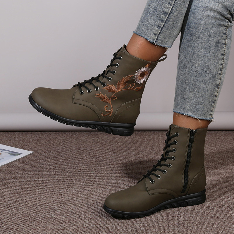 2023. aasta talvised põhijalatsid naistele, küljetõmblukuga naiste poolsaapad, vabaaja lamedad naiste kingad, madala kontsaga tikkitavad naiste saapad