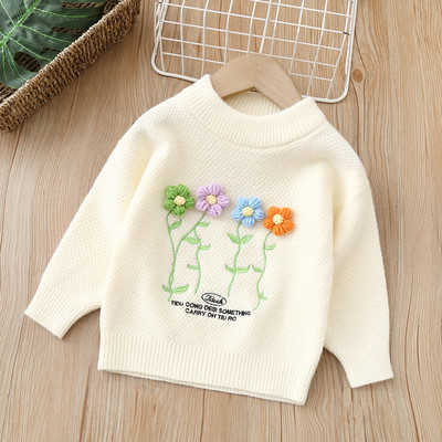 Tüdrukute Lilled Kootud Pullover Kampsun Printsess Lasteriided Sügistalvine Tüdrukute kudumine 1-8T Laste kampsun FY07221