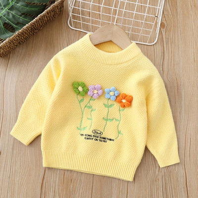 Tüdrukute Lilled Kootud Pullover Kampsun Printsess Lasteriided Sügistalvine Tüdrukute kudumine 1-8T Laste kampsun FY07221