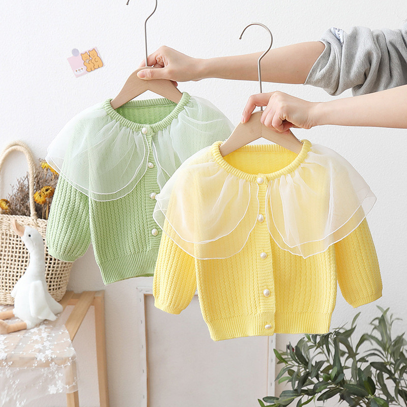2023. aasta kevad-sügis tüdrukute kampsunid pitsist võrkkangast tüdrukute kampsun 1-6 aastat koo kardigan Lasteriided armas beebitüdruku mantel GY06281