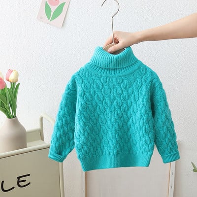 Laste Pullover Turtleneck sviiter Uus talvine pikkade varrukatega õhuke elastne poiste tüdrukute lihtne džemprid ühevärvilised topsid GY10111