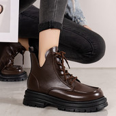 Naiste 2023. aasta kingad, uued suures suuruses pahkluu naiste saapad, platvormsaapad, naiste õmblemine, ümmarguse varbaga nööriga nööriga kontsad Naiste kingad